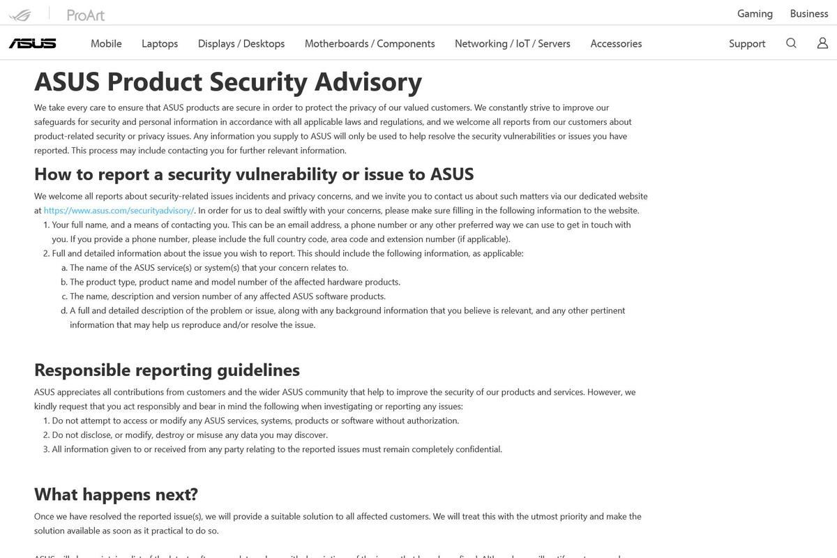 ASUS Product Security Advisory｜ASUS Global