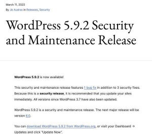 WordPressに複数の脆弱性、修正版のバージョン5.9.2リリース
