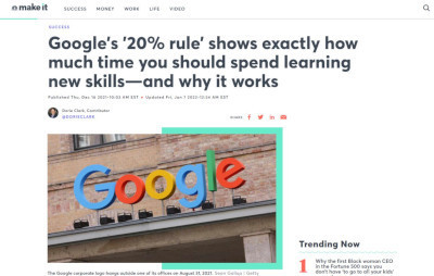 Google's '20% rule' shows exactly how much time you should spend learning new skills—and why it works