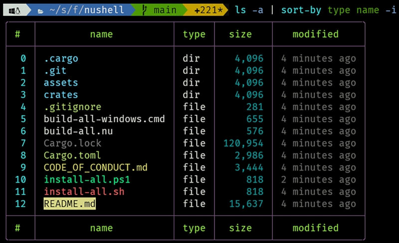 Nushell バージョン0.60(公式ブログより抜粋)