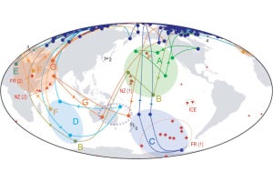 約4万年前に地磁気極は45年で北極から南極へ移動し、38年で戻ってきたことが判明