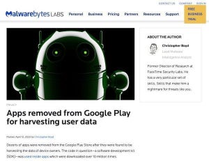 Google、ユーザーデータを不正に収集していた複数アプリをPlayストアから削除