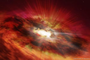 131億光年かなたに大質量ブラックホールへと成長中の候補天体を発見