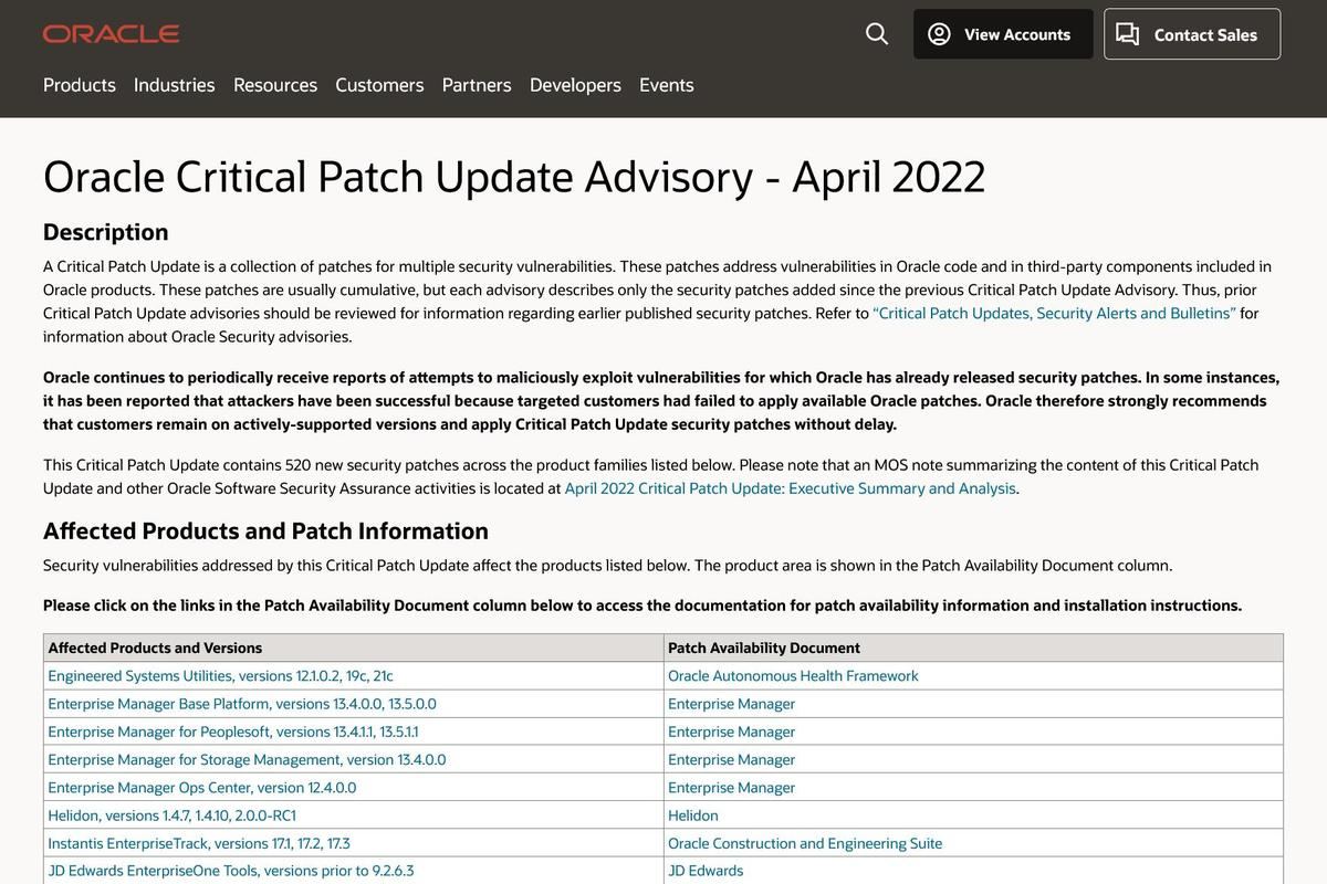 oracle critical update october 2022