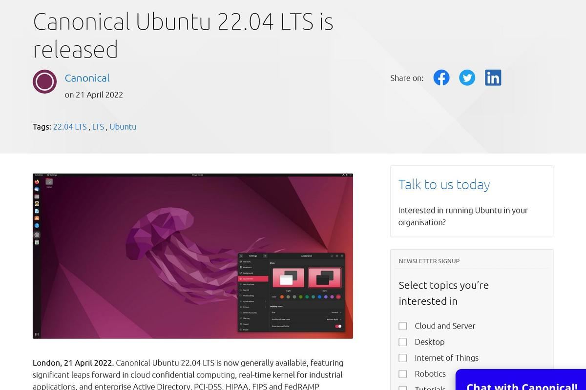 Canonical Ubuntu 22.04 LTS is released｜Ubuntu