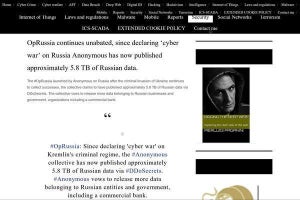 ハッカー集団「Anonymous」、ロシアに対するサイバー攻撃宣言以降5.8TBのデータ窃取