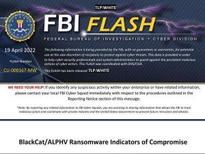 ランサムウェア「BlackCat/ALPHV」について警告、FBI