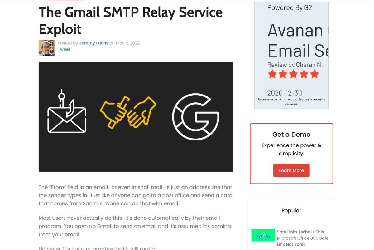 The Gmail SMTP Relay Service Exploit