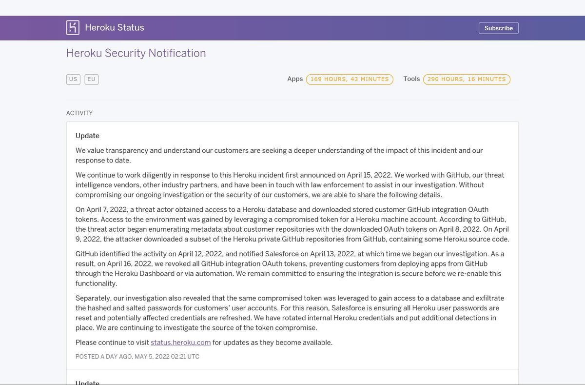 Heroku Status - Heroku Security Notification