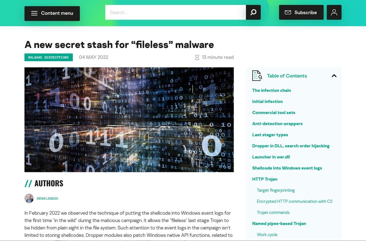 A new secret stash for “fileless” malware｜Securelist