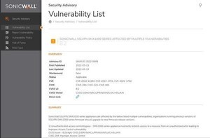 SonicWall SSLVPNシリーズに複数の脆弱性、確認とアップデートを