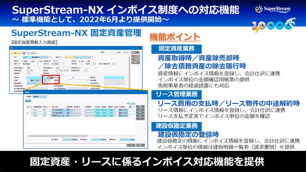 SuperStream-NX 固定資産管理の対応機能