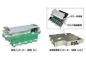 日立、EV向けに従来製品サイズの半分となる薄型インバータを開発