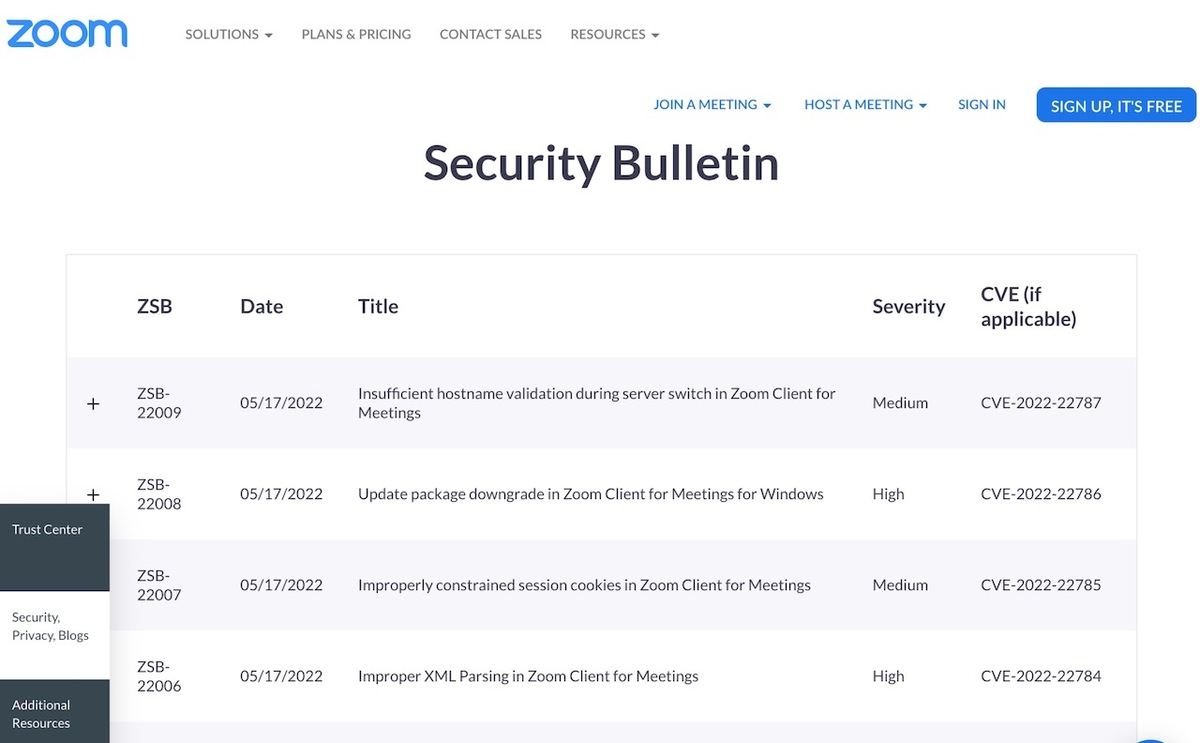 Security Bulletin｜Zoom