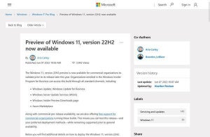 Windows 11, version 22H2プレビュー版、提供開始