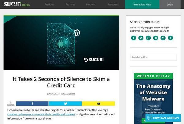 It Takes 2 Seconds of Silence to Skim a Credit Card｜Sucuri Blog
