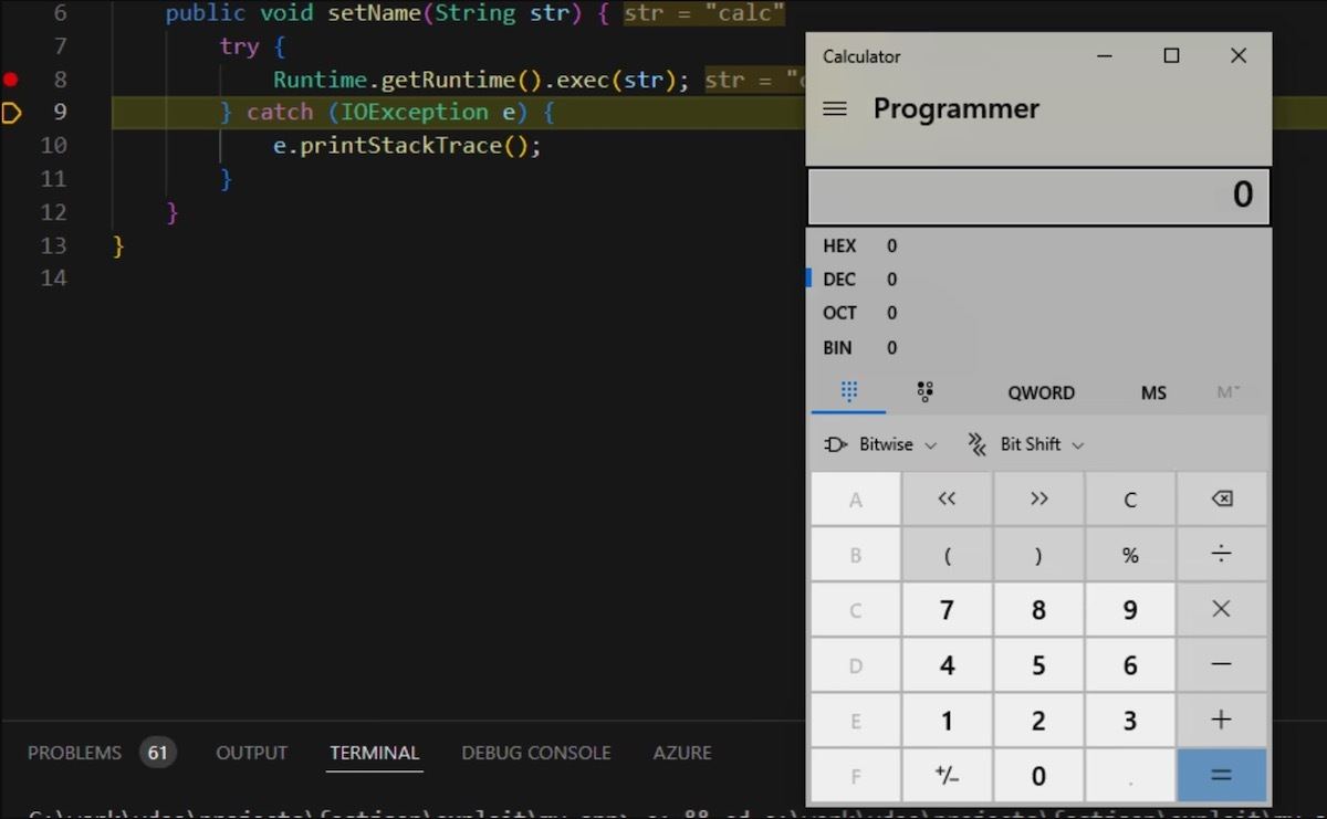CVE-2022-25845を利用してリモートからWindowsの電卓アプリを起動した様子（引用: JFrog Blog）