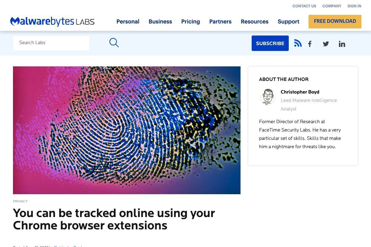 You can be tracked online using your Chrome browser extensions｜Malwarebytes Labs