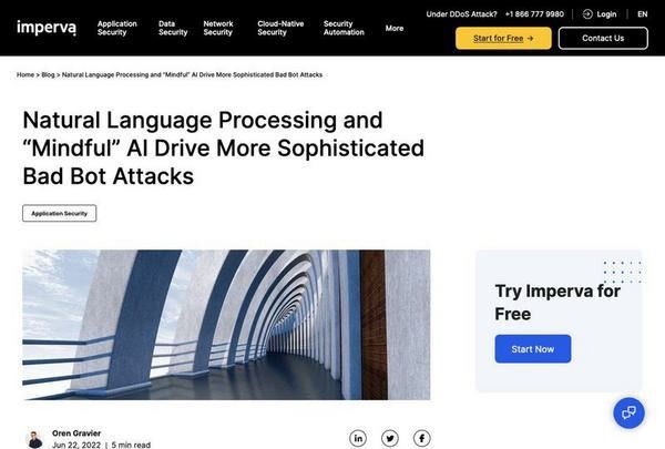 Natural Language Processing and “Mindful” AI Drive More Sophisticated Bad Bot Attacks｜Imperva