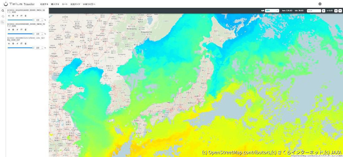 海面水温は、海上における水面の温度データ