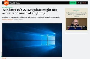 Windows 10, version 22H2のアップデートは短時間で済む可能性