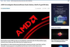 サイバー犯罪グループがAMDの機密情報を窃取したと主張、AMDは調査開始