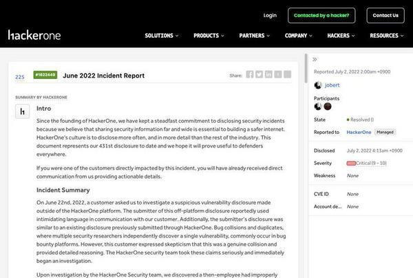 #1622449 June 2022 Incident Report - HackerOne