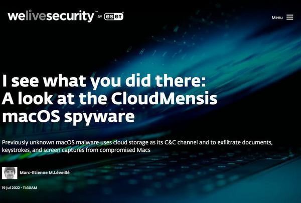 I see what you did there: A look at the CloudMensis macOS spyware｜WeLiveSecurity