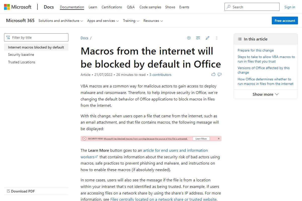 Macros from the internet are blocked by default in Office  - Deploy Office｜Microsoft Docs