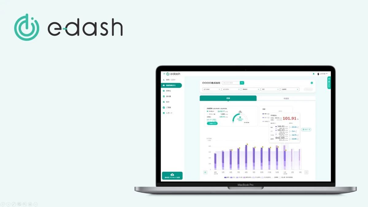 CO2排出量削減への取り組みを総合的にサポートするプラットフォーム「e-dash」