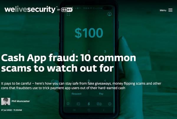 Cash App fraud: 10 common scams to watch out for｜WeLiveSecurity