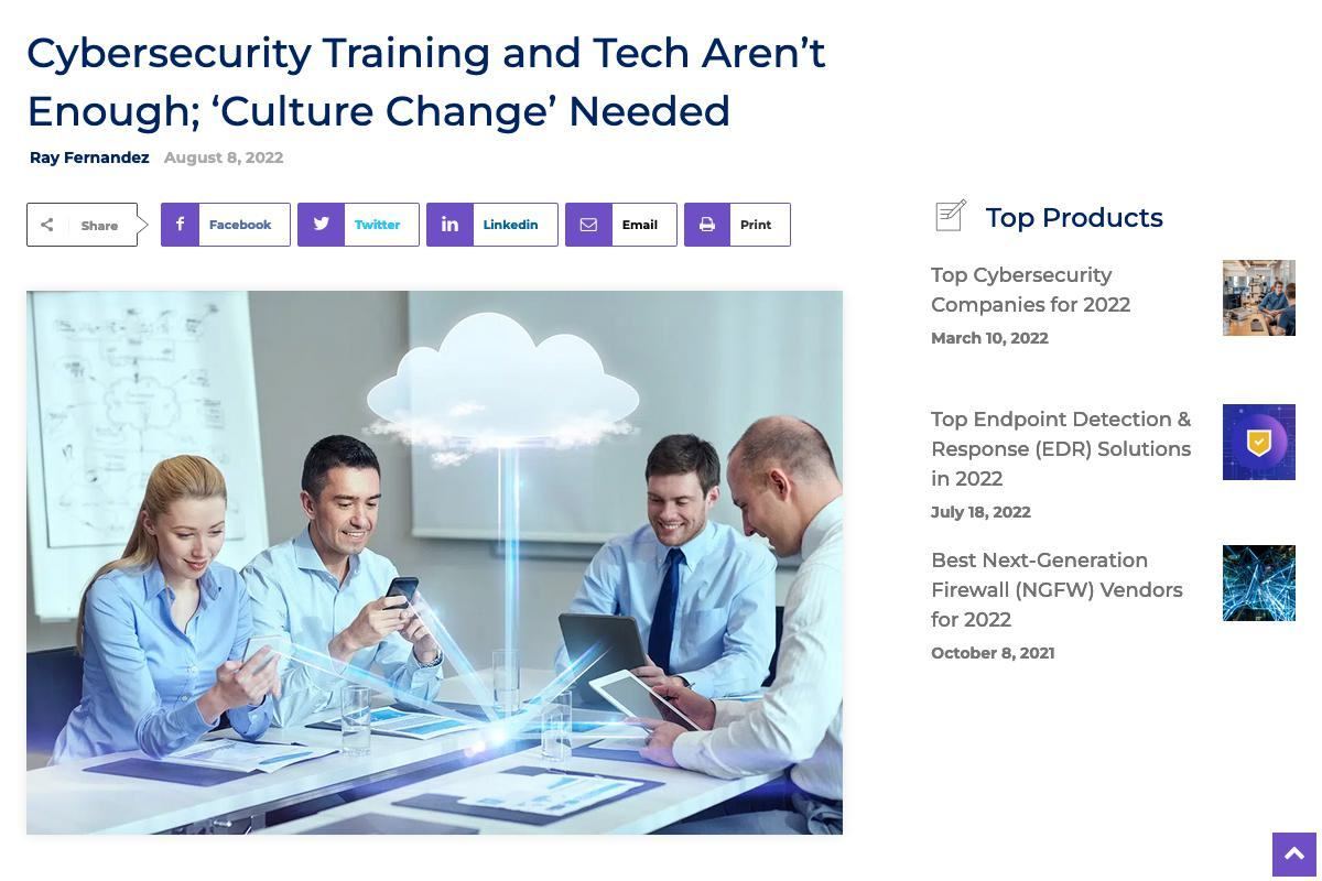 Cybersecurity Training and Tech Aren't Enough; 'Culture Change' Needed｜eSecurityPlanet
