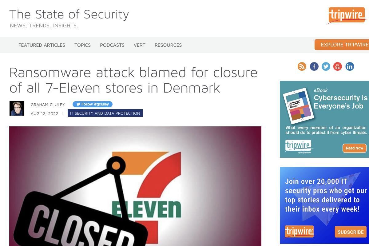 Ransomware attack blamed for closure of all 7-Eleven stores in Denmark