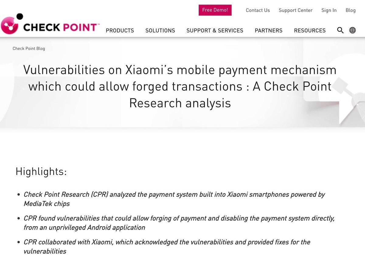 Vulnerabilities on Xiaomi’s mobile payment mechanism which could allow forged transactions : A Check Point Research analysis - Check Point Software