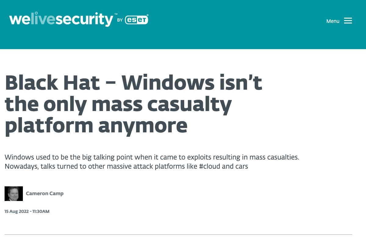 Black Hat – Windows isn’t the only mass casualty platform anymore｜WeLiveSecurity