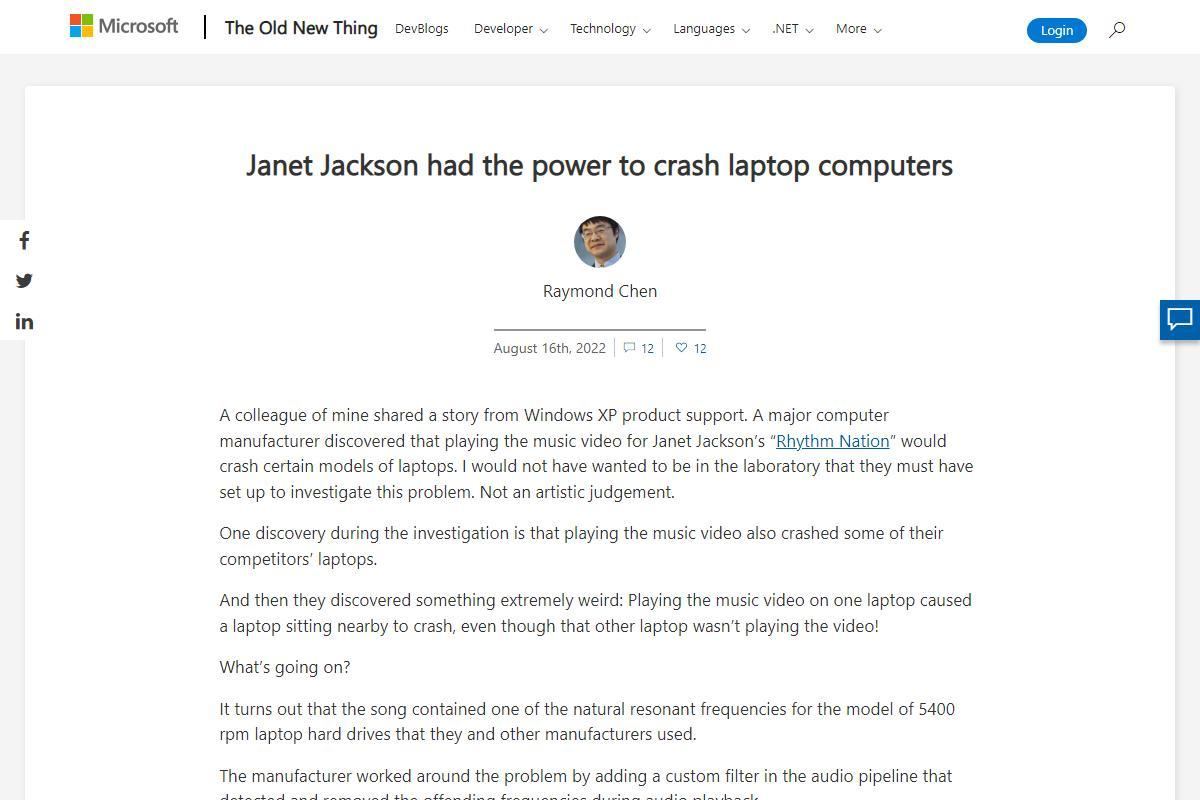 Janet Jackson had the power to crash laptop computers - The Old New Thing