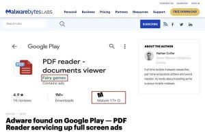 Google Playにフルスクリーンで広告表示する「PDFリーダ」あり、注意を