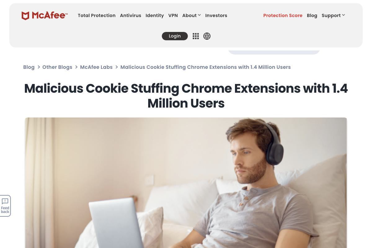 Malicious Cookie Stuffing Chrome Extensions with 1.4 Million Users｜McAfee Blog