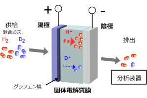 グラフェン膜で水素と重水素を分離する技術、原子力機構などが開発
