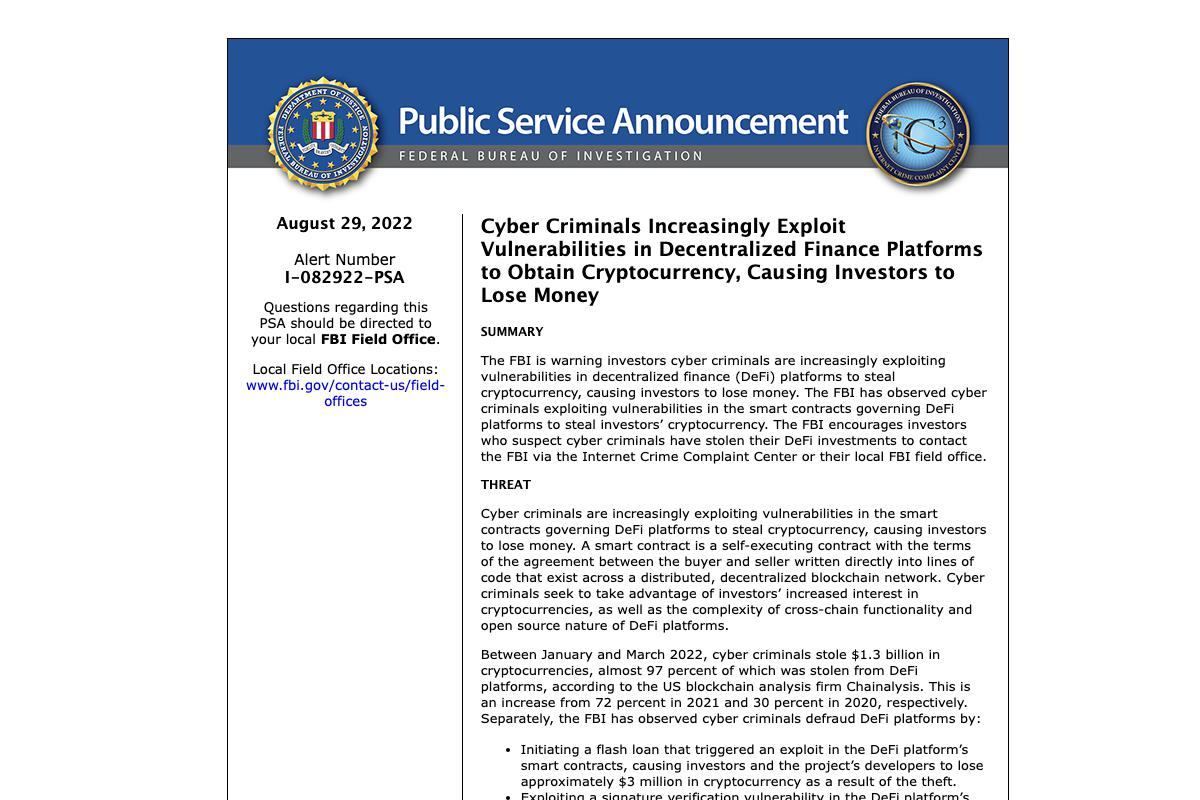 Cyber Criminals Increasingly Exploit Vulnerabilities in Decentralized Finance Platforms to Obtain Cryptocurrency、Causing Investors to Lose Money