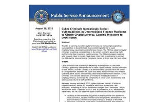 分散型金融プラットフォーム、脆弱性突かれて暗号資産窃取の恐れ - FBI警告