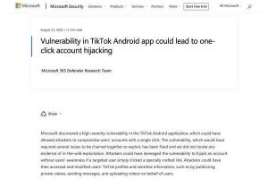 TikTokアプリにワンクリックでアカウント侵害できる脆弱性、Microsoft発見