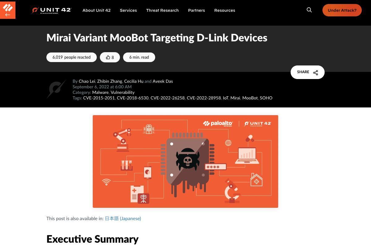 Mirai Variant MooBot Targeting D-Link Devices