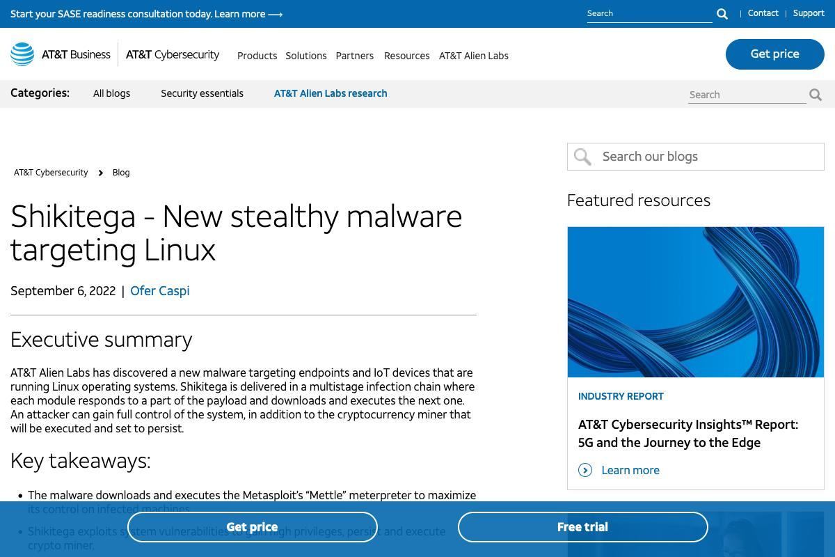 Shikitega - New stealthy malware targeting Linux｜AT&T Alien Labs