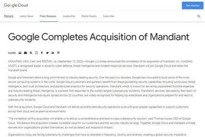 Google、54億ドルでMandiant買収を完了