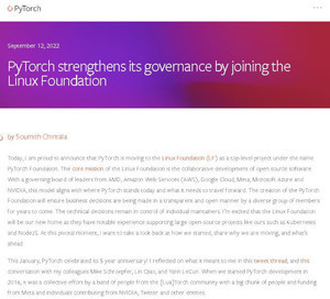 オープンソースの機械学習ライブラリー「PyTorch」がLinux Foundationへ