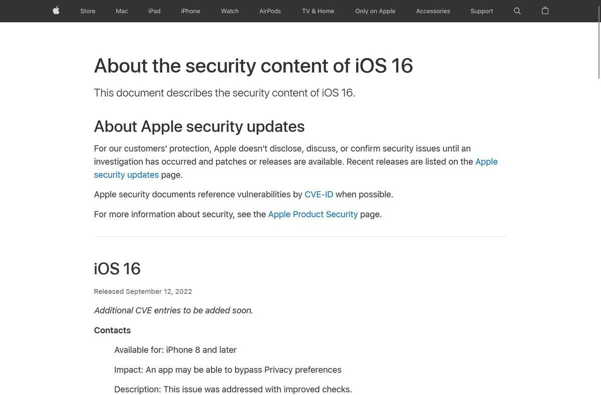 About the security content of iOS 16 - Apple Support