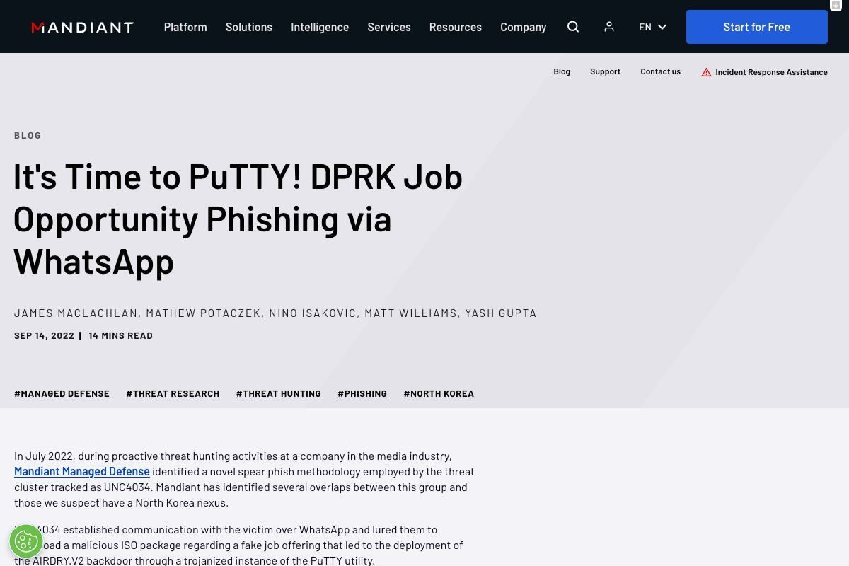 It's Time to PuTTY! DPRK Job Opportunity Phishing via WhatsApp｜Mandiant