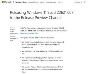 Microsoft、Windows 11 2022 Update向けの最初の更新プログラム公開