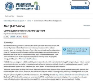 米CISAとNSA、制御システムの保護に関する共同セキュリティアドバイザリを発表